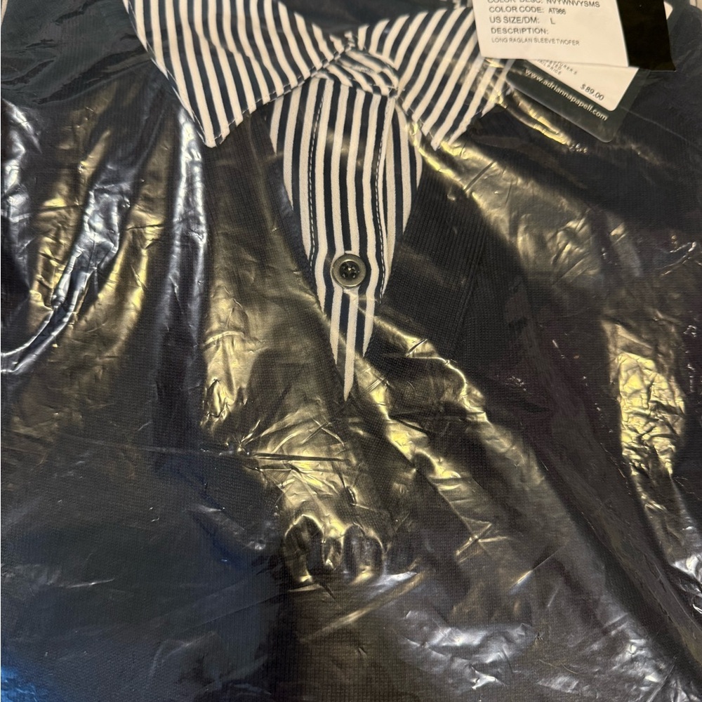 Adrianna Papell Navy and White 2-in-1 Blouse - Picture 6 of 6